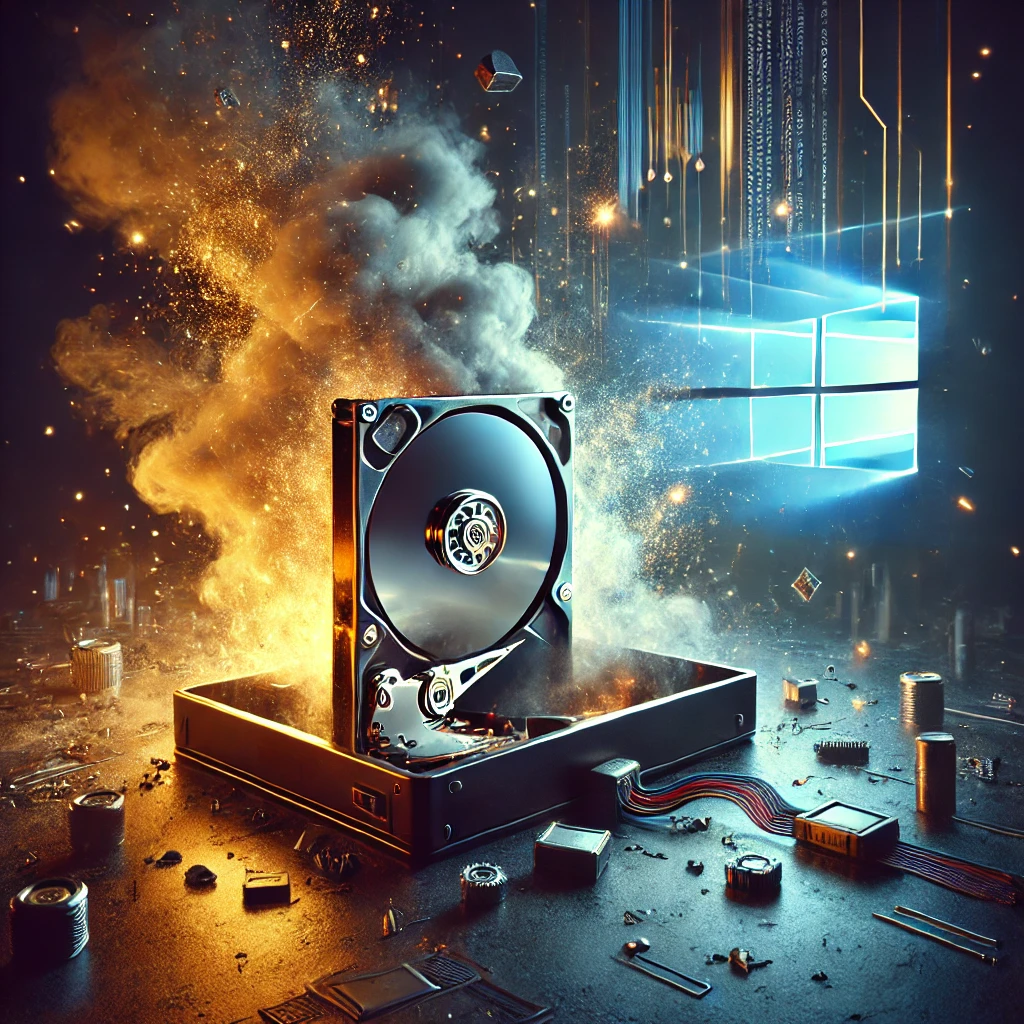 AI Generated picture of burning hard drive